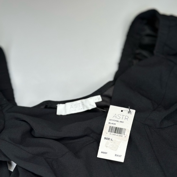 NWT ASTR the Label Women's Black Puff Sleeve Square Neck Corset Crop Top… - Picture 6 of 9